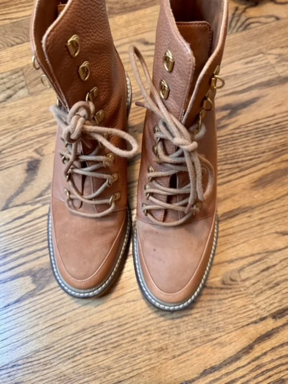 tory Burch Miller Mixed-Materials Lug Sole Boot Size 8.5